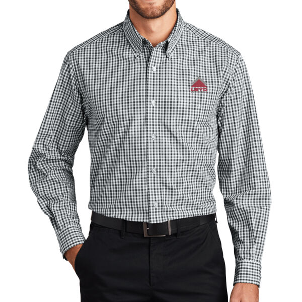 LBYD Embroidered  - Long Sleeve Gingham Easy Care Shirt Thumbnail