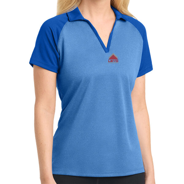 LBYD Embroidered  - ® Ladies PosiCharge ® RacerMesh ® Raglan Heather Block Polo Thumbnail