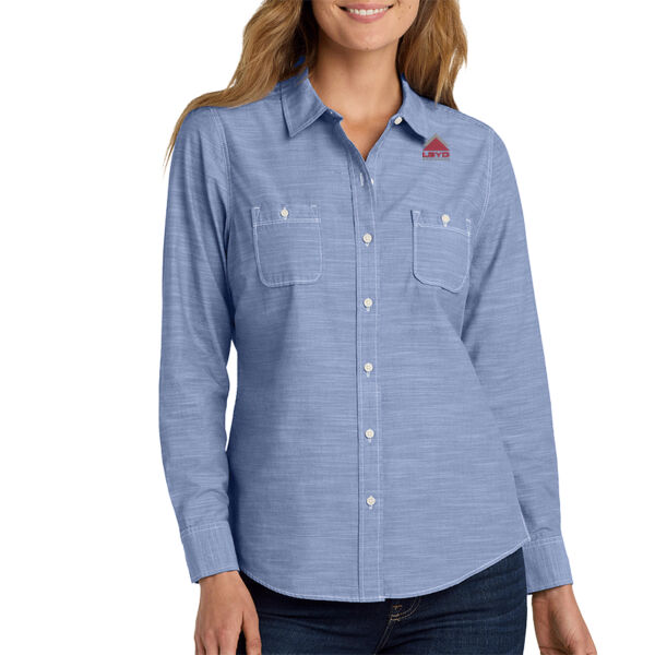 LBYD Embroidered  - Ladies Slub Chambray Shirt Thumbnail