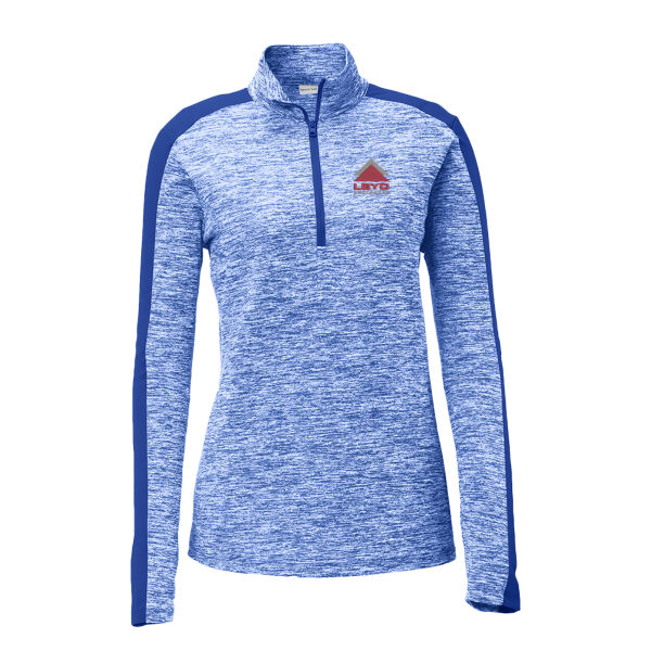 LBYD Embroidered  - Ladies PosiCharge ® Electric Heather Colorblock 1/4 Zip Pullover Thumbnail