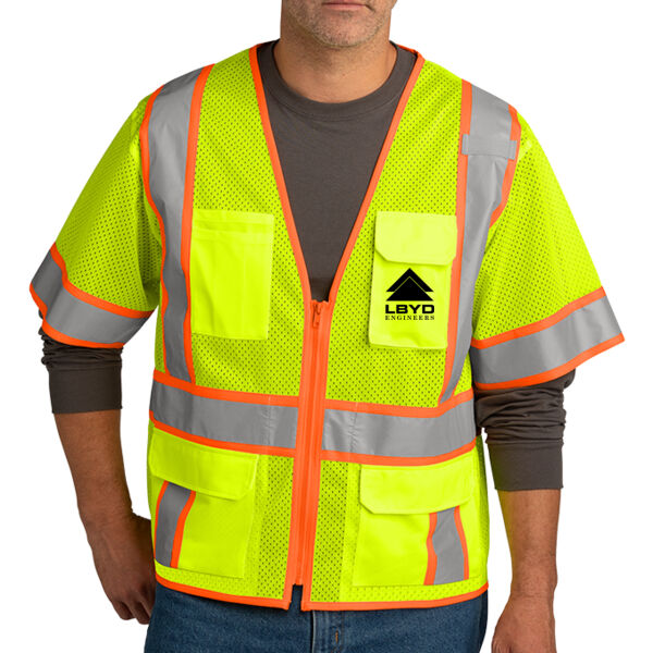 LBYD Printed  - &#174; Ansi 107 Class 3 Surveyor Mesh Zippered Two Tone Short Sleeve Vest Thumbnail
