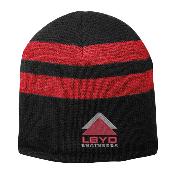 LBYD Embroidered  - Fleece Lined Striped Beanie Cap Thumbnail