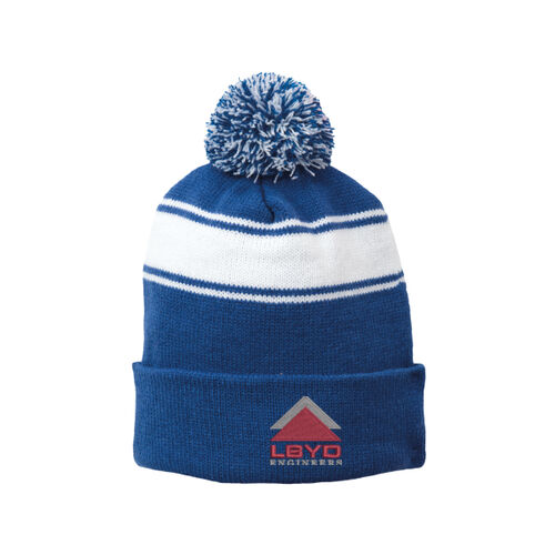 LBYD Embroidered  - Stripe Pom Pom Beanie Thumbnail