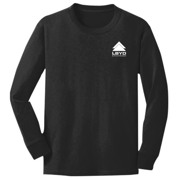 LBYD White Printed   - Youth Long Sleeve Core Cotton Tee Thumbnail