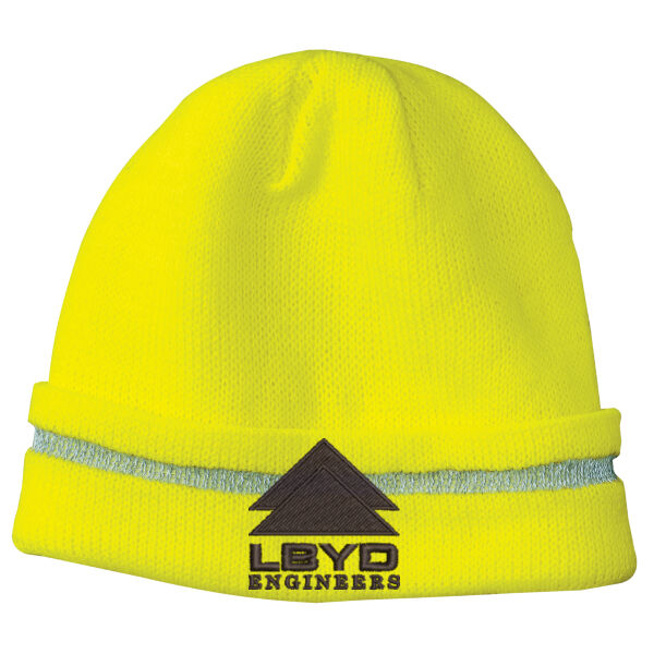 LBYD Embroidered  - Enhanced Visibility Beanie with Reflective Stripe Thumbnail